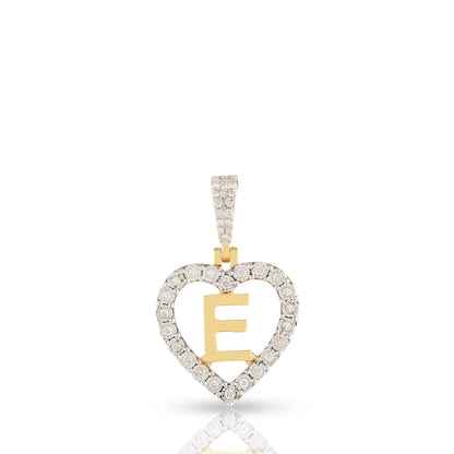 Yellow Gold Heart Initial Letter Pendant