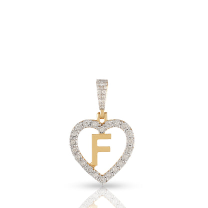 Yellow Gold Heart Initial Letter Pendant