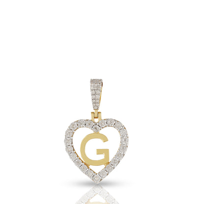 Yellow Gold Heart Initial Letter Pendant