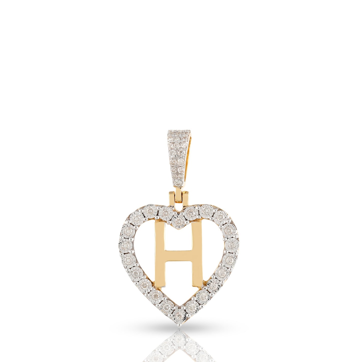 Yellow Gold Heart Initial Letter Pendant