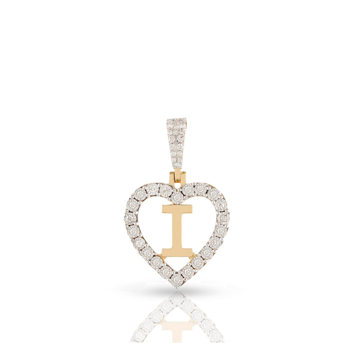 Yellow Gold Heart Initial Letter Pendant