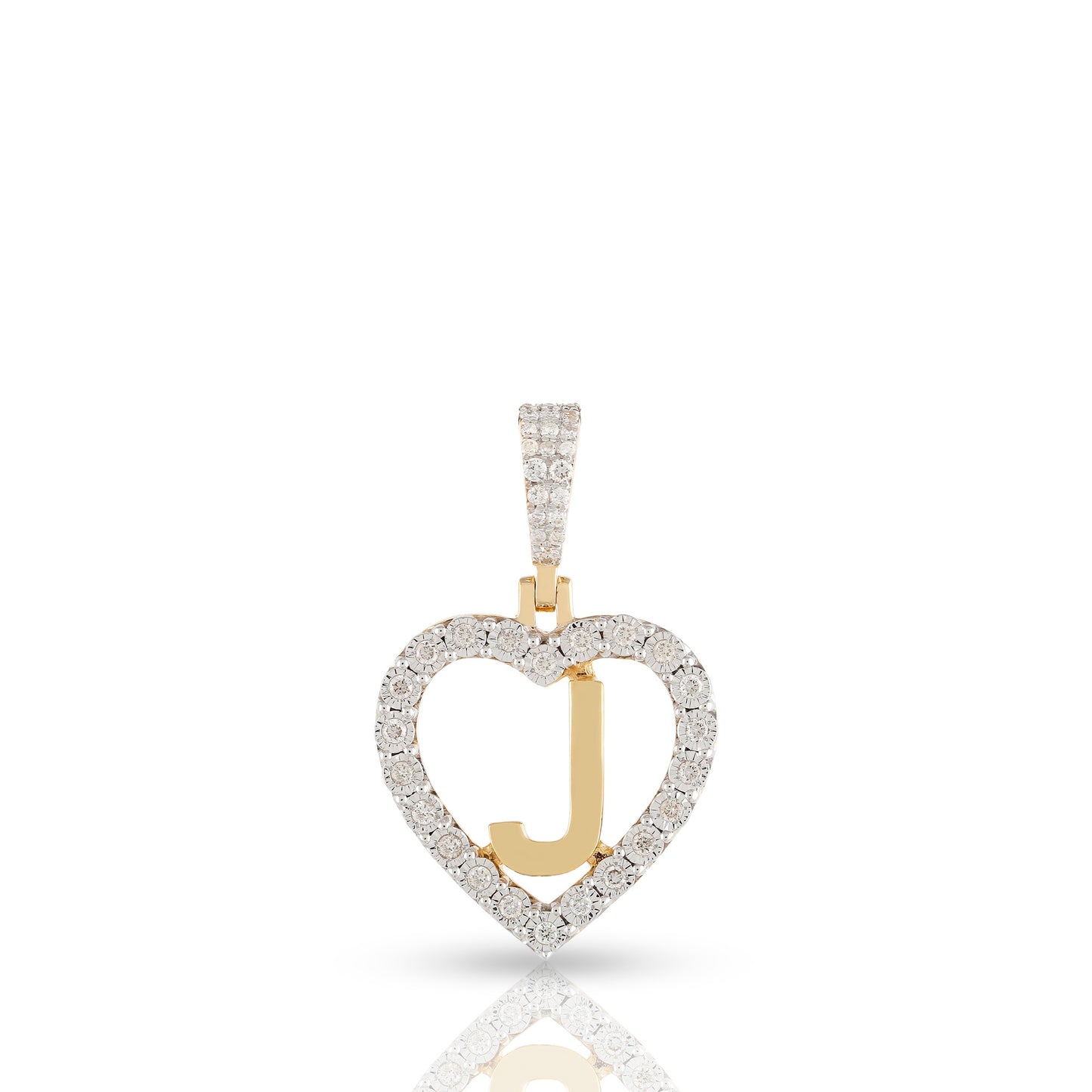 Yellow Gold Heart Initial Letter Pendant