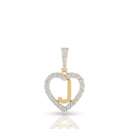 Yellow Gold Heart Initial Letter Pendant