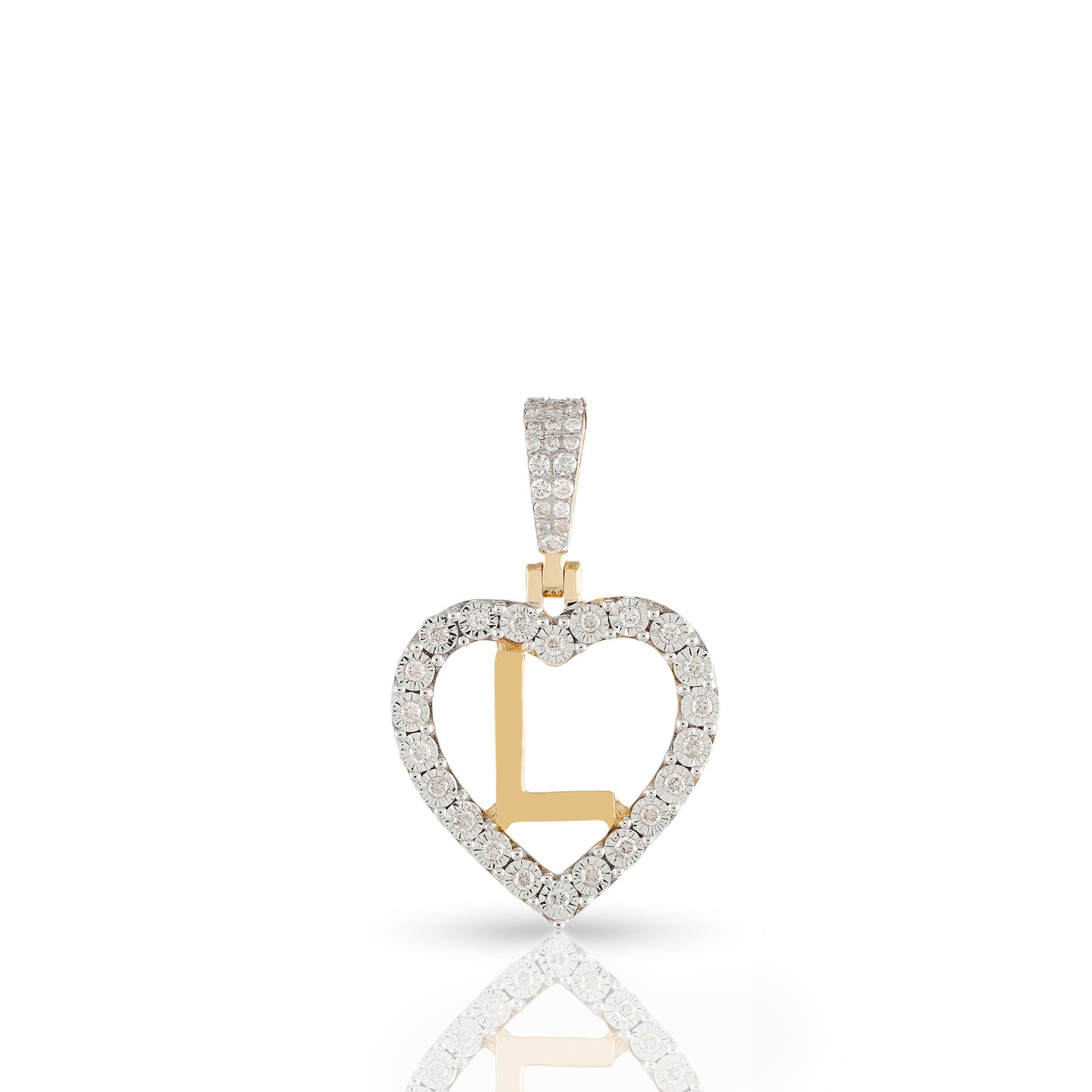 Yellow Gold Heart Initial Letter Pendant