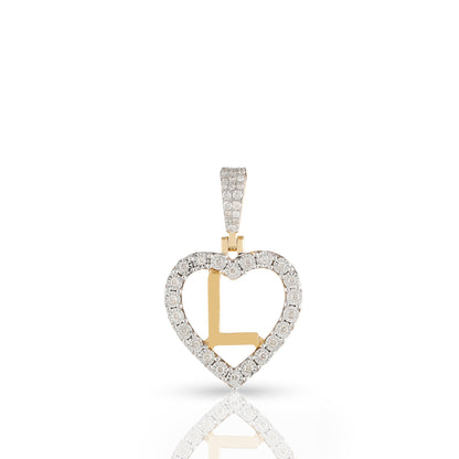 Yellow Gold Heart Initial Letter Pendant