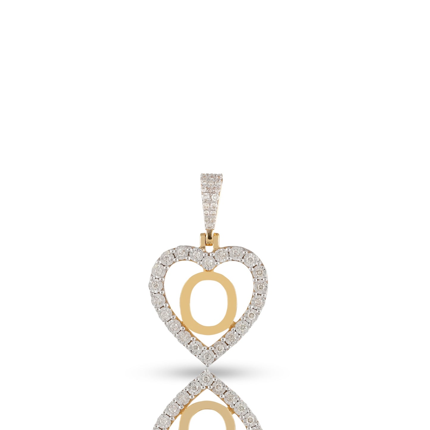 Yellow Gold Heart Initial Letter Pendant
