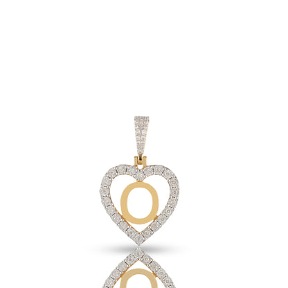 Yellow Gold Heart Initial Letter Pendant