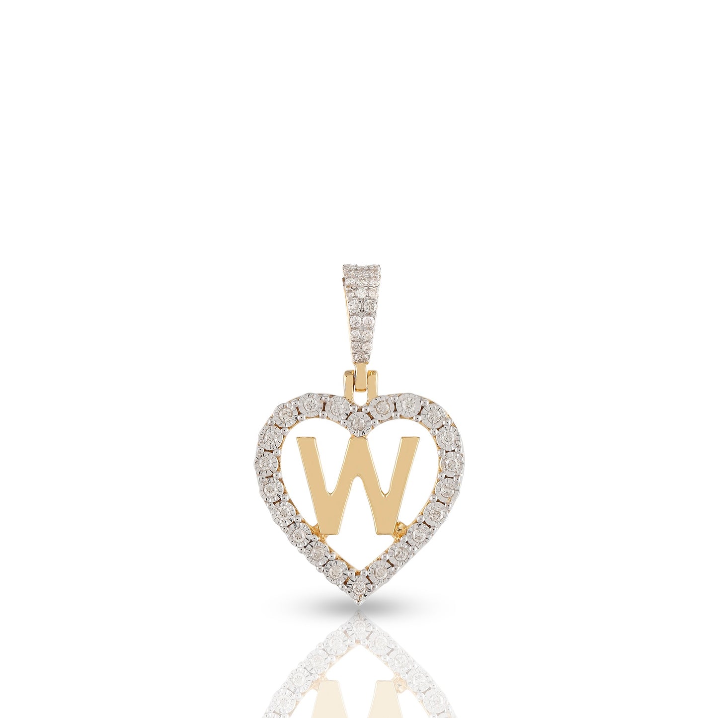 Yellow Gold Heart Initial Letter Pendant