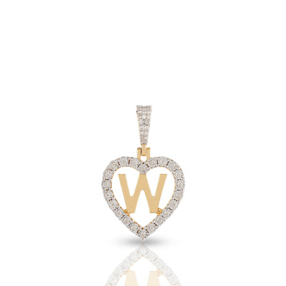 Yellow Gold Heart Initial Letter Pendant