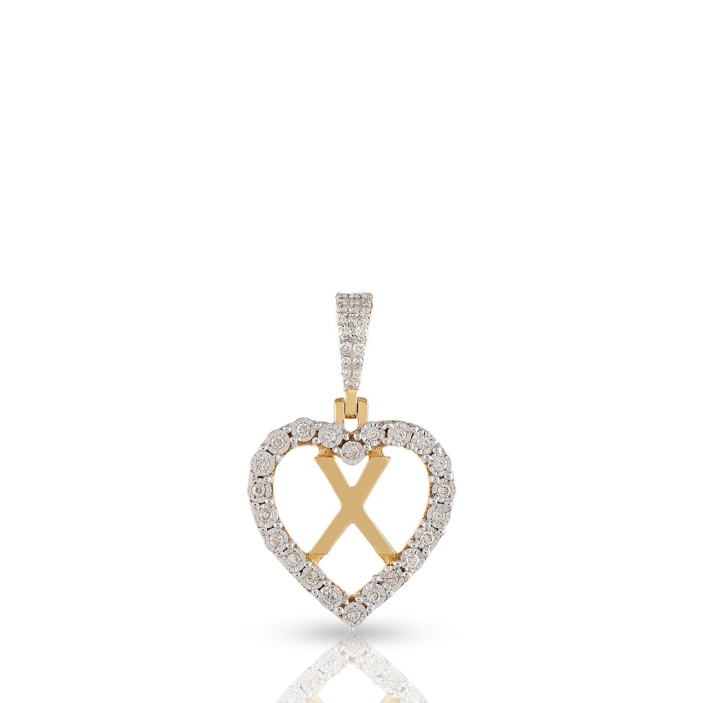 Yellow Gold Heart Initial Letter Pendant