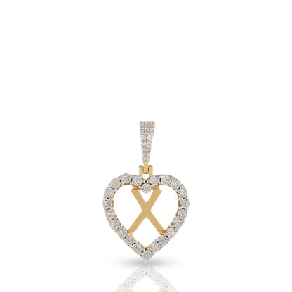 Yellow Gold Heart Initial Letter Pendant