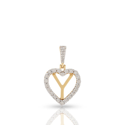 Yellow Gold Heart Initial Letter Pendant