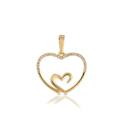 Double Heart in Heart 10KT Gold Pendant