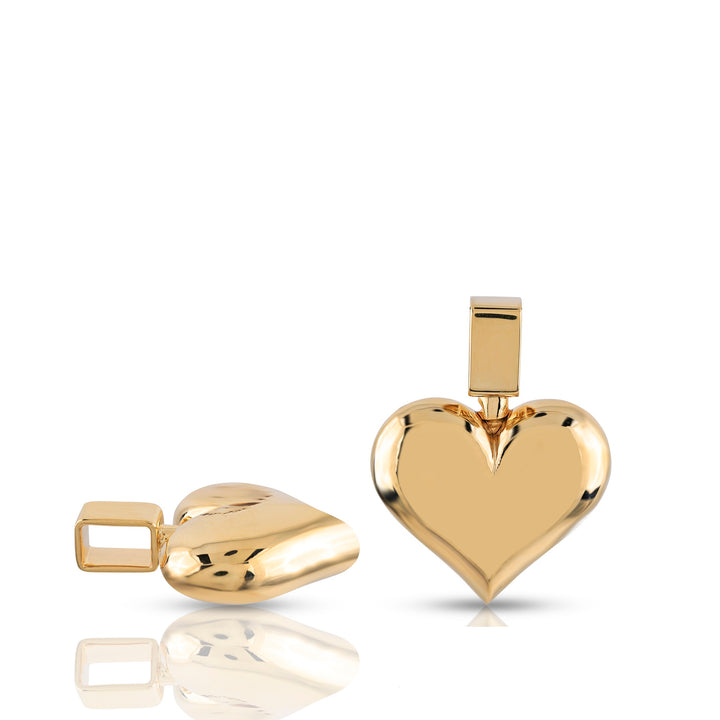 10KT Yellow Gold Puffed Heart Pendant for Women's