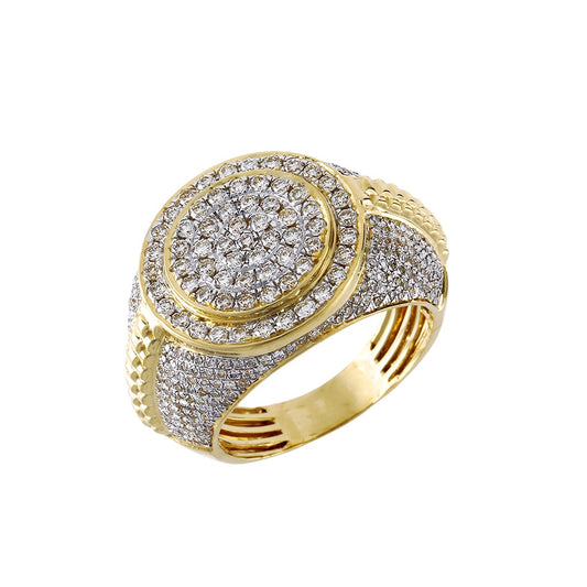 Yellow Gold Round Diamond Cluster Ring by Truth Jewel
