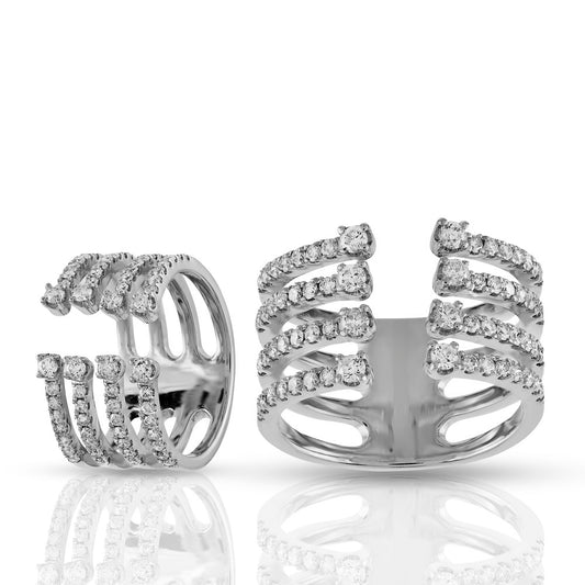 925 Silver Cz Round Diamond Multi Cuff Ring
