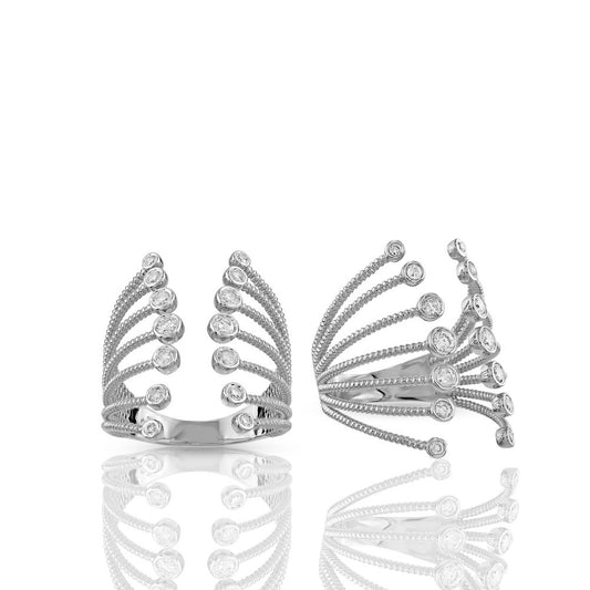 925 Silver Cz Diamond Multi Cuff Ring For Women's