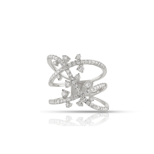 925 Silver Cubic Zirconia Pave Set Diamond Ring
