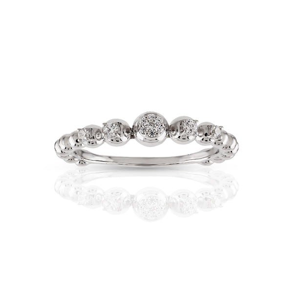 A round-cut cubic zirconia ring set in a polished 925 sterling silver band, presented against a white background.