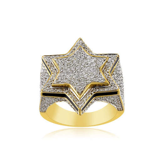 Yellow Gold Diamond Star shape Ring by Truth Jewel