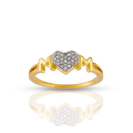 10KT Yellow Gold Mother's Heart Diamond MOM Ring By Truth Jewel