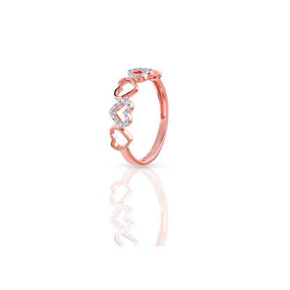 Rose Gold Round Diamond Heart Ring