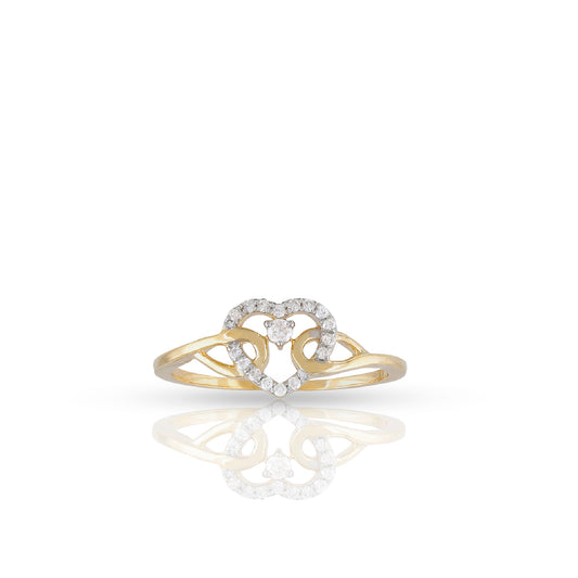 10KT Diamond Fashion Ring with a Yellow Gold Heart Frame by Truth Jewel's