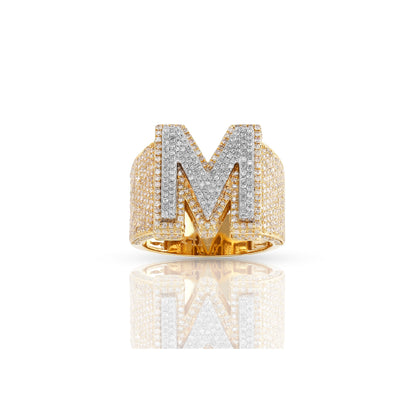 10KT Yellow Gold White Diamond Initial Ring by Truth Jewel