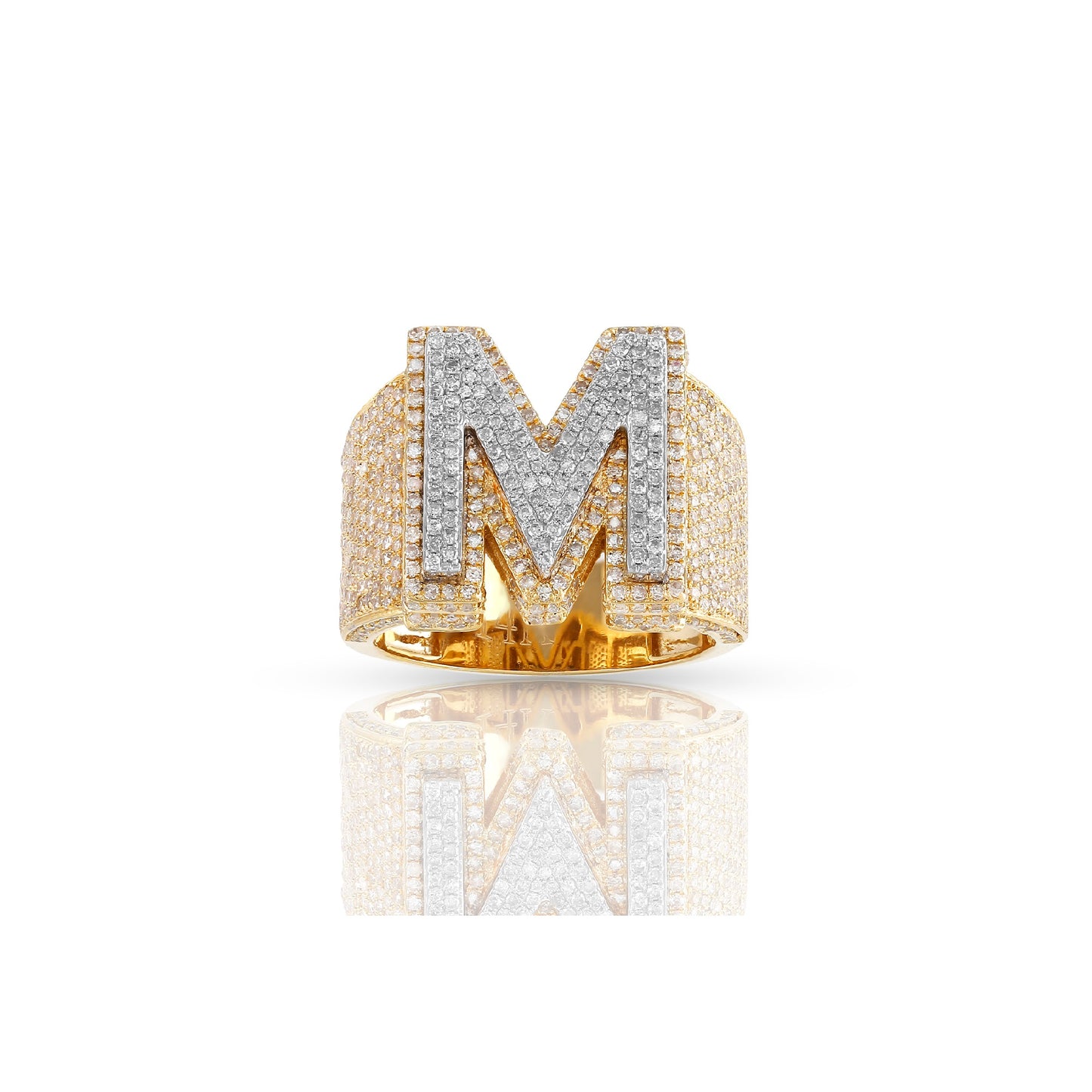 14KT Yellow Gold White Diamond Initial Ring by Truth Jewel