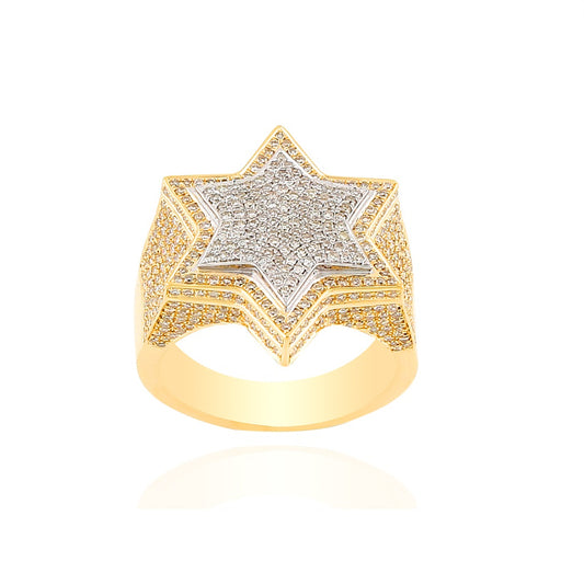 22mm Yellow Gold Diamond Star Ring by Truth Jewel