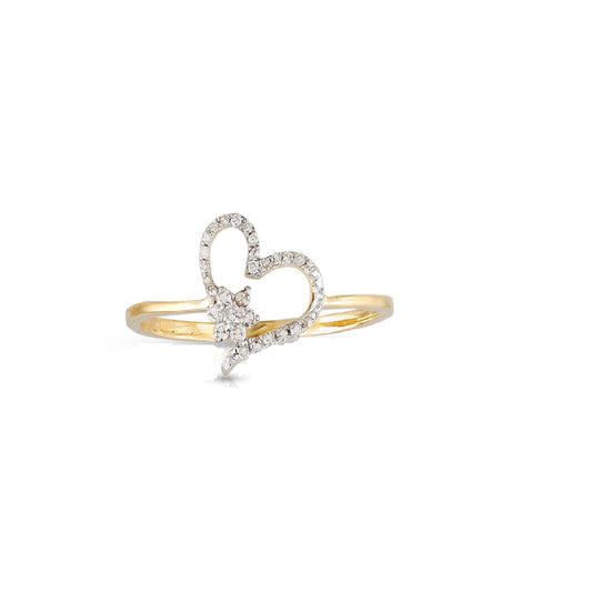 14K Yellow Gold Diamond Heart Ring By Truth Jewel