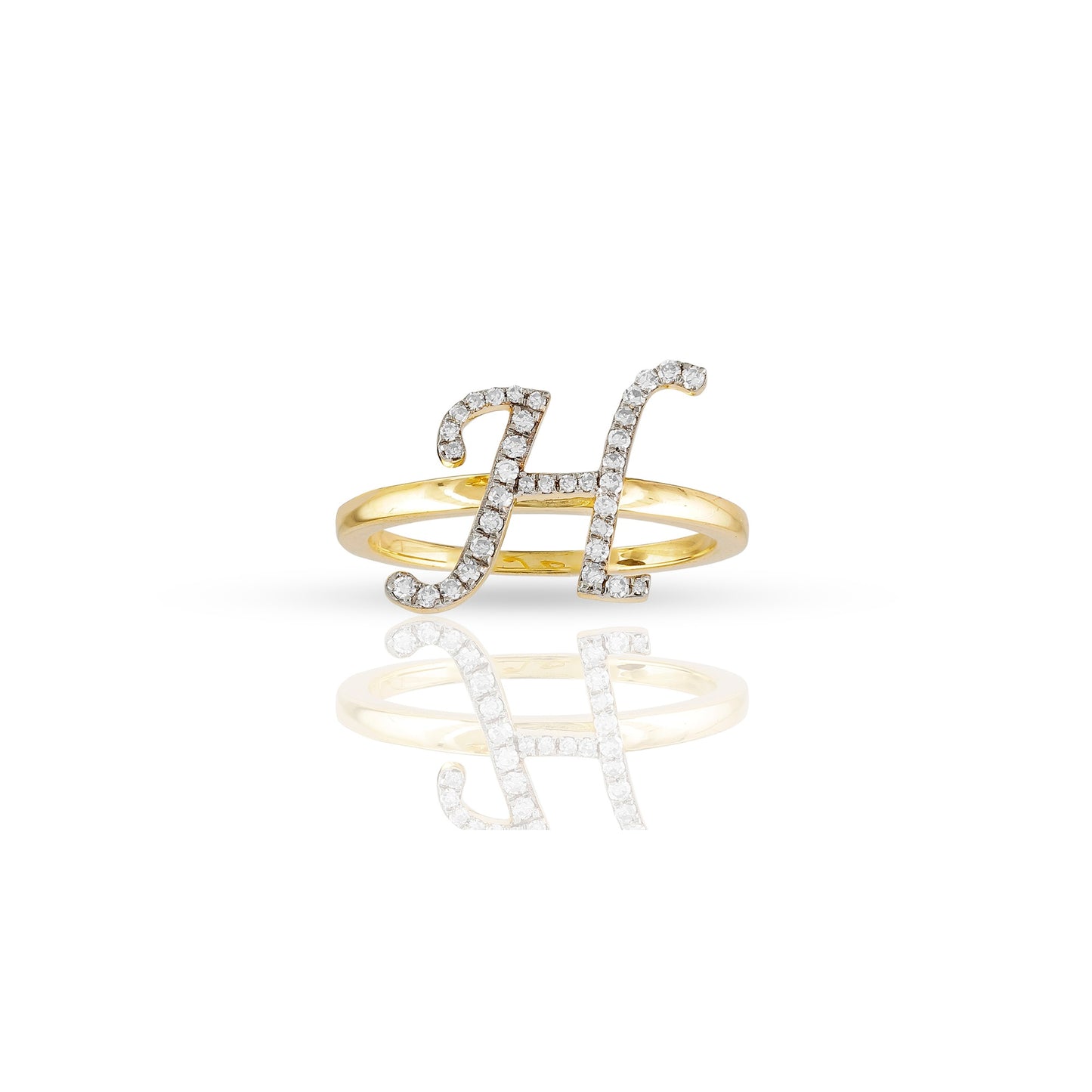 10K Gold Yellow Gold Round Diamond' 'A TO Z' Initial Letter Ring by Truth jewel