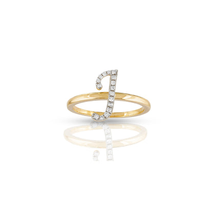 14K Gold Yellow Gold Round Diamond' 'A TO Z' Initial Letter Ring by Truth jewel