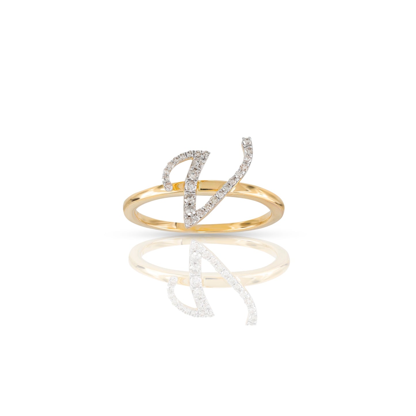10K Gold Yellow Gold Round Diamond' 'A TO Z' Initial Letter Ring by Truth jewel