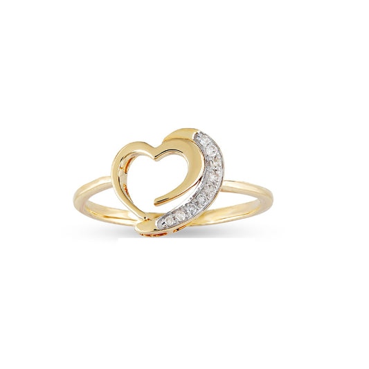 Stunning Yellow Gold Diamond Heart Ring