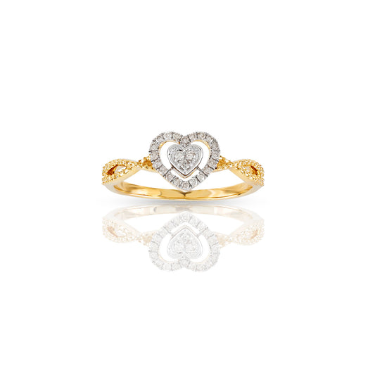 8mm Yellow Gold White Diamond Heart Ring by Truth Jewel