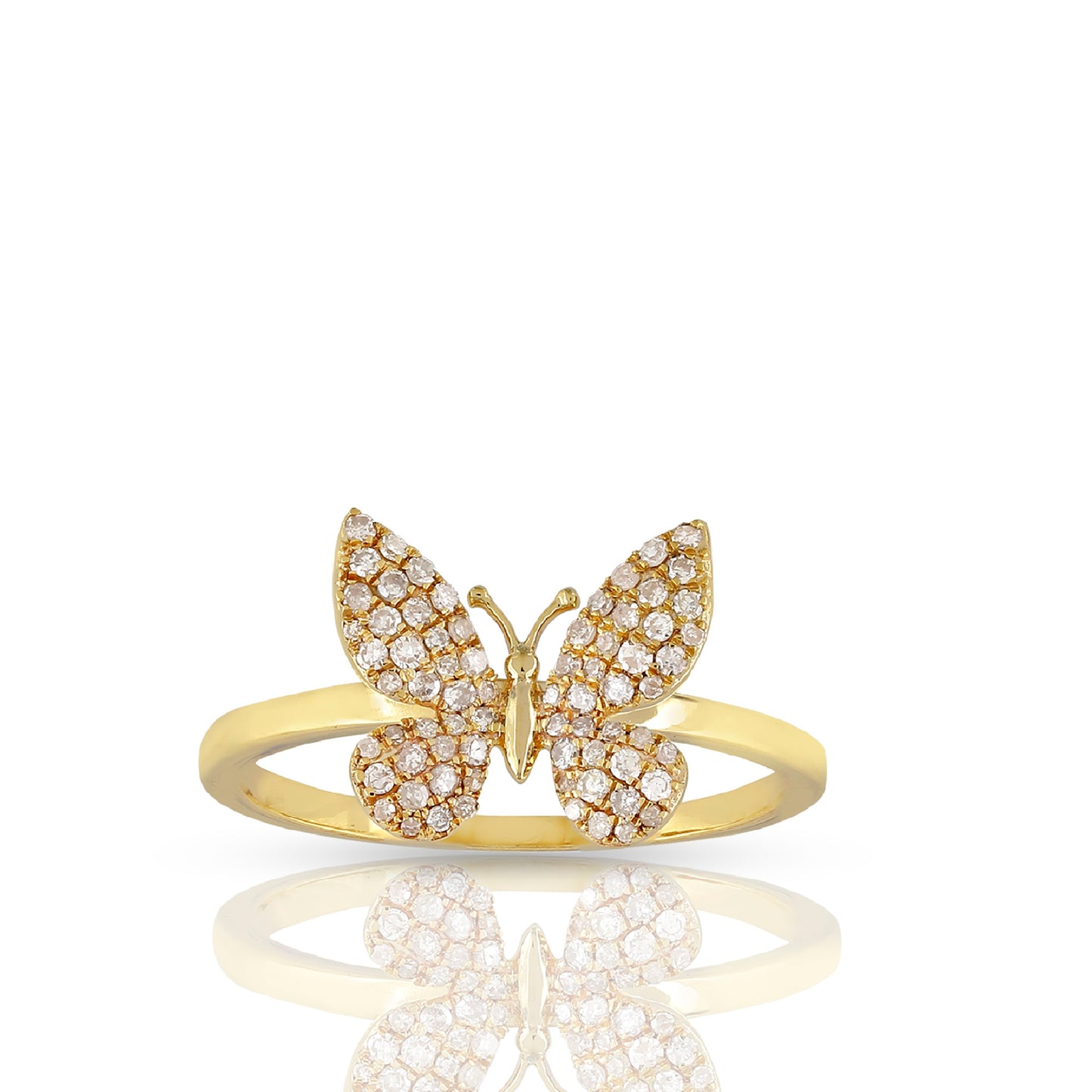 10KT Yellow Gold Elegant Butterfly Diamond Ring By Truth Jewel