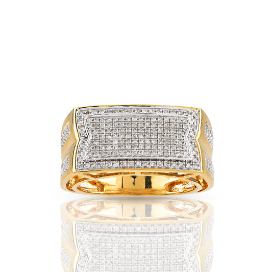 Yellow Gold Two-Tone Iced Pavé Shield Ring By Truth Jewel