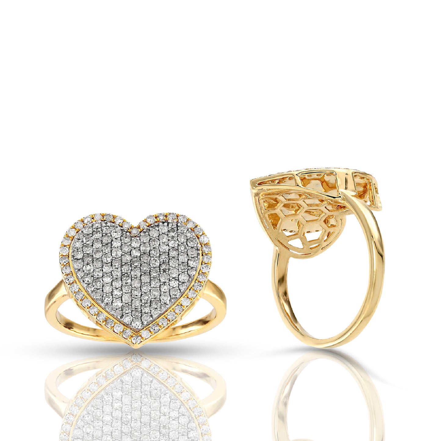 10KT Big Heart Diamond Cluster Ring in Yellow Gold by Truth Jewel's