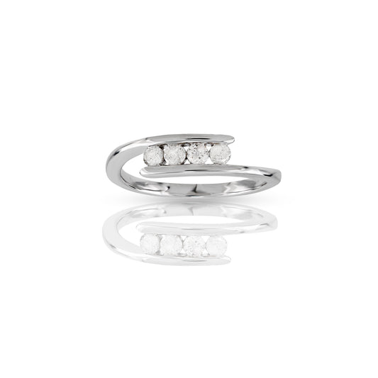 White Gold Four Stone Ring by Truth Jewel