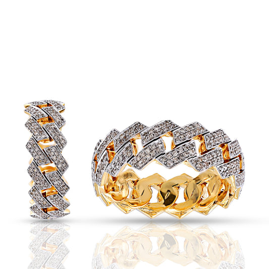Yellow Gold Iced Link Band Ring By Truth Jewel