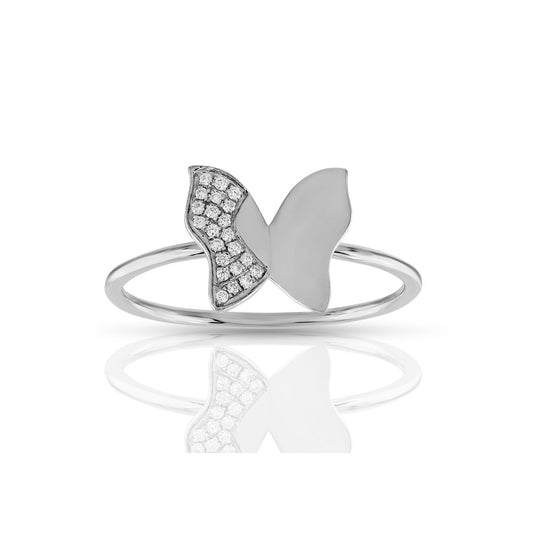925 Silver CZ Round Diamond Butterfly Ring