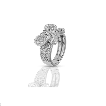 925 Silver CZ Round Diamond Butterfly Ring
