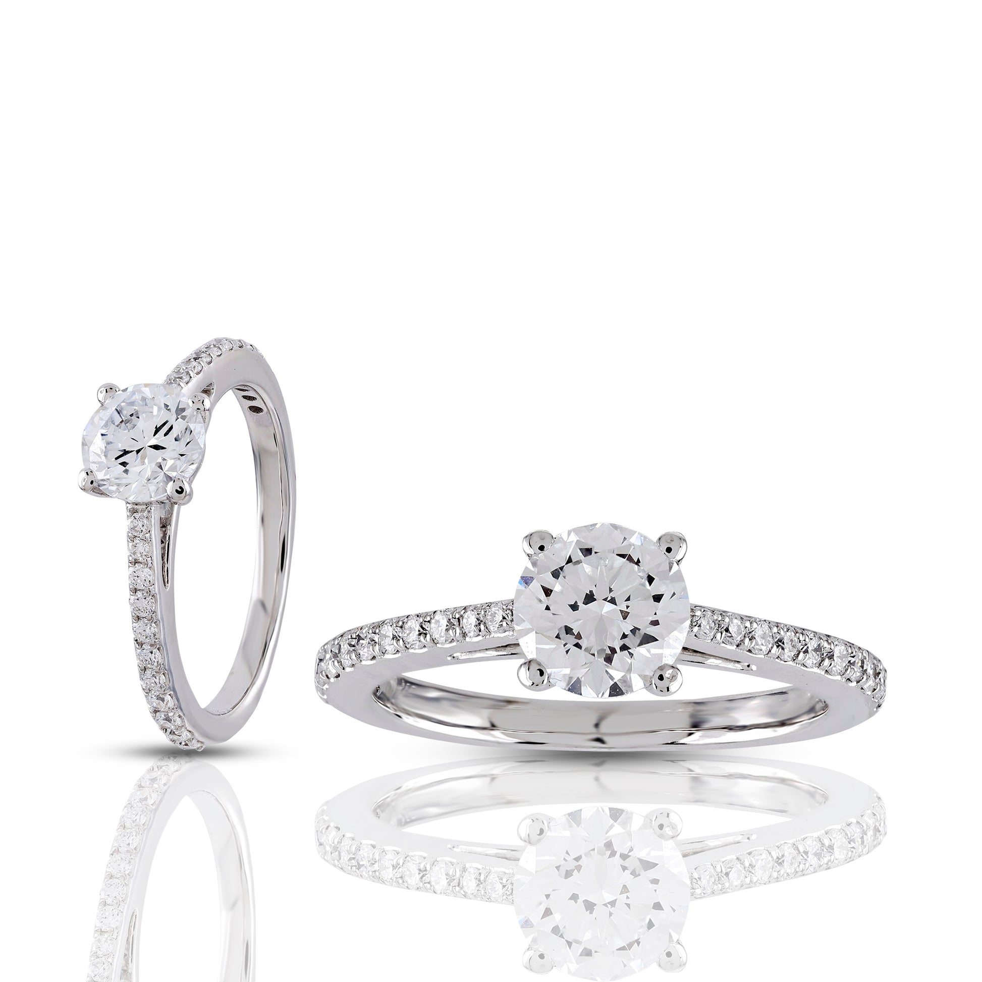 Diamond ring set on a white background