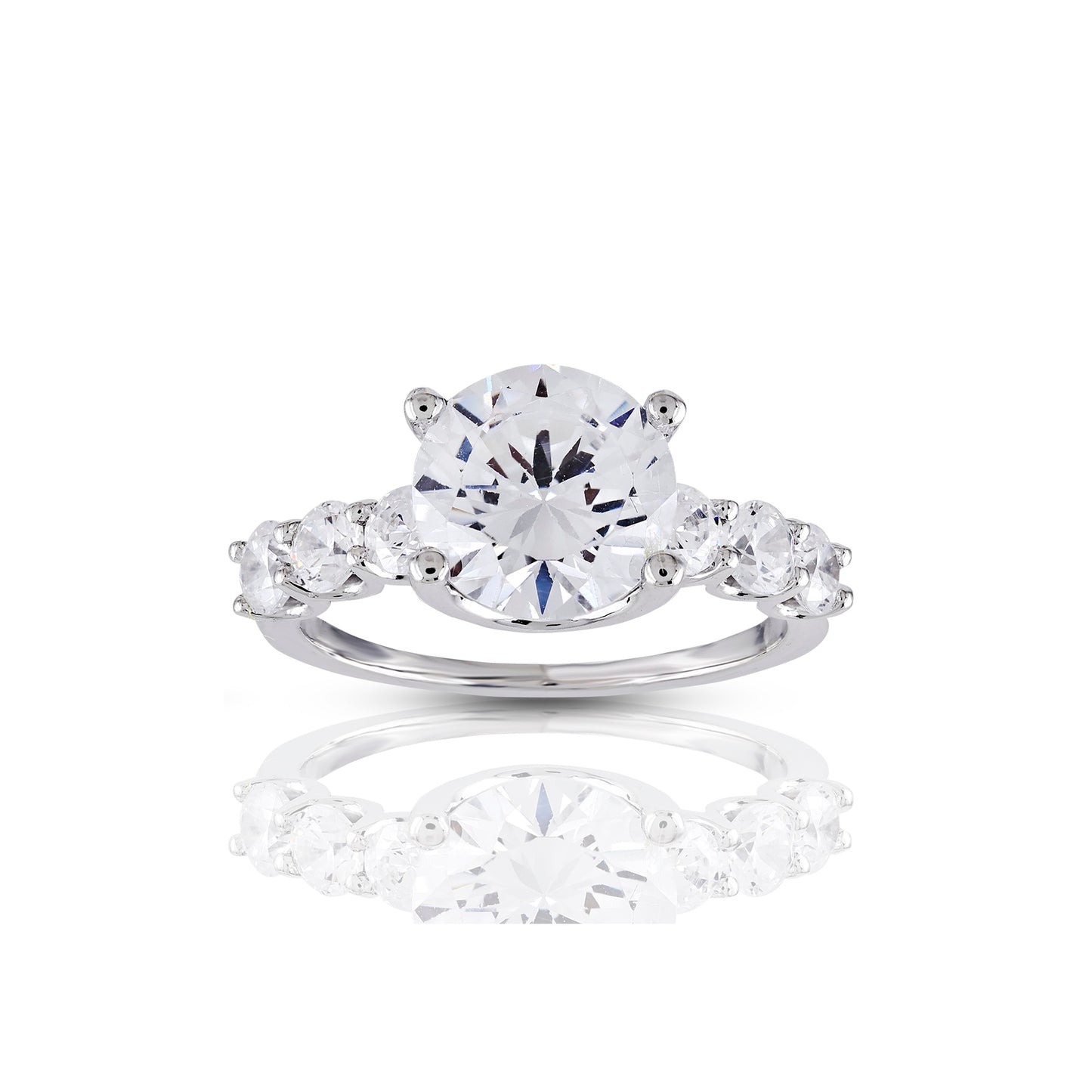 925 Silver CZ Round Diamonds Women Ring