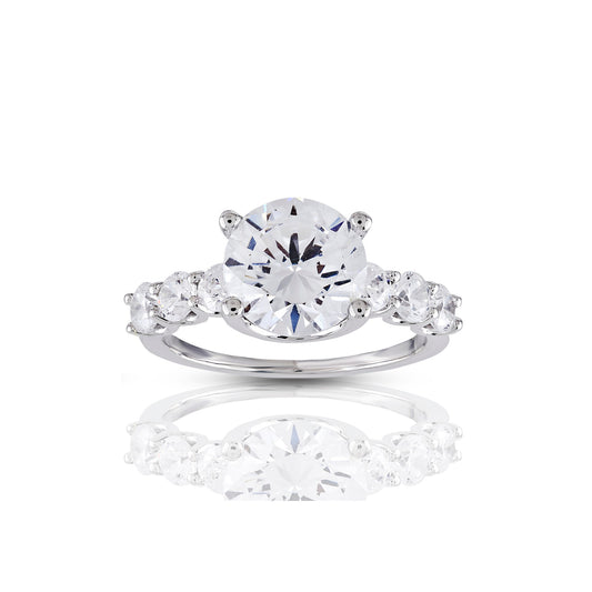 925 Silver CZ Round Diamonds Women Ring