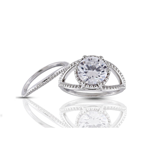 925 Silver Cubic Zirconia Round Diamond Ring