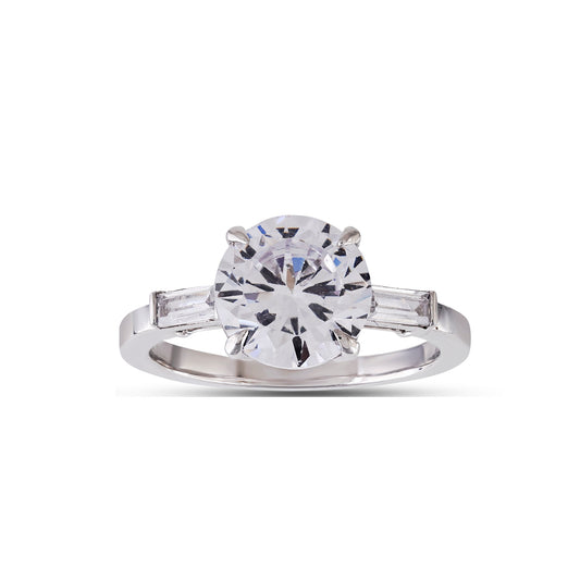 925 Silver Cz Diamond Solitaire Engagement Ring