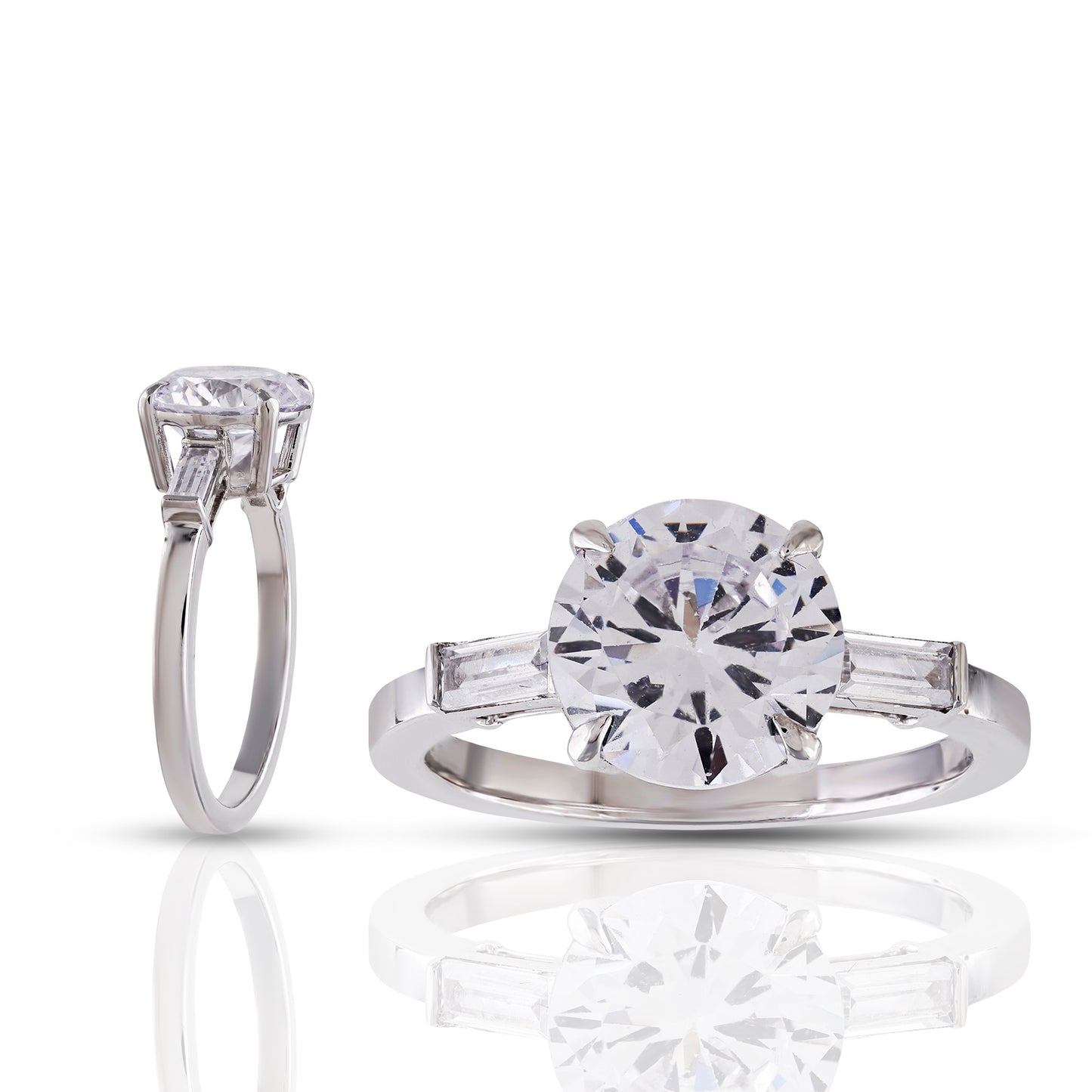 Two diamond rings on a white background