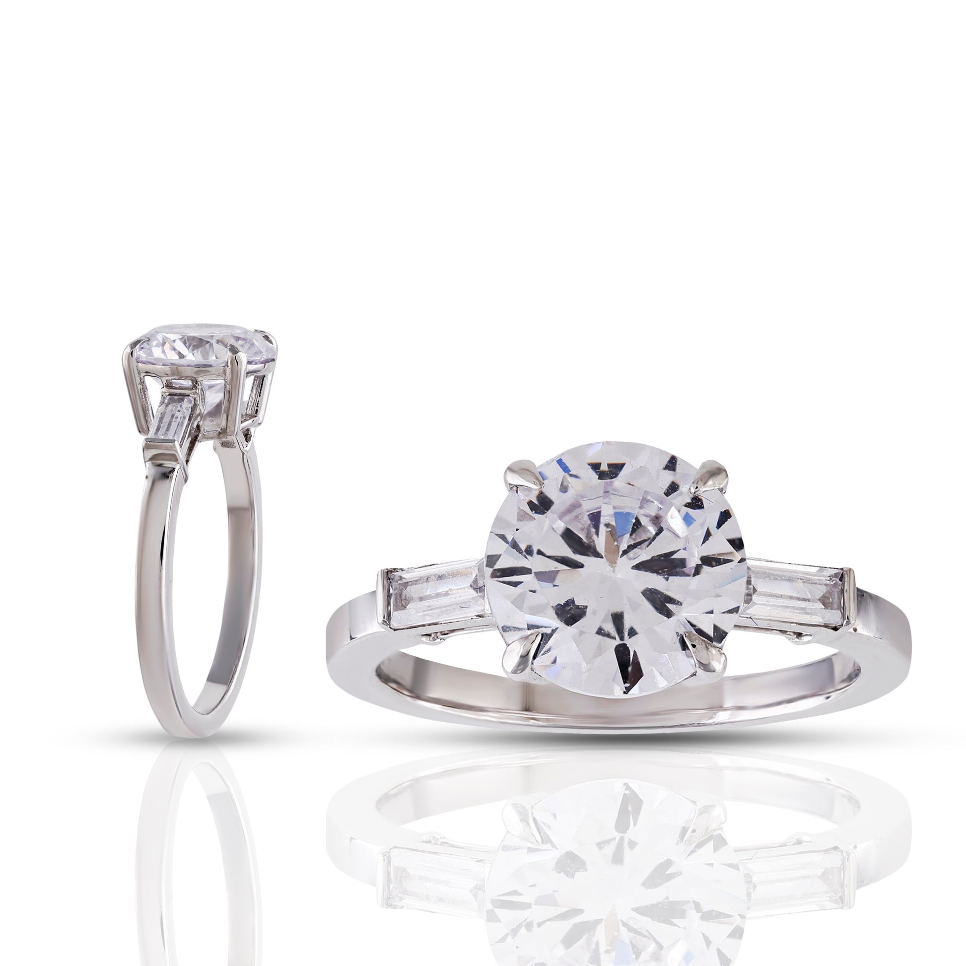 Two diamond rings on a white background